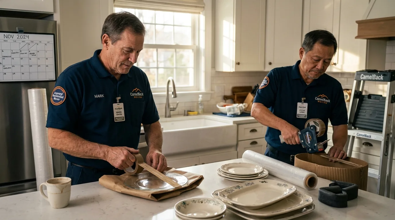 Professional crew packing kitchen dishware in Linden, AL
